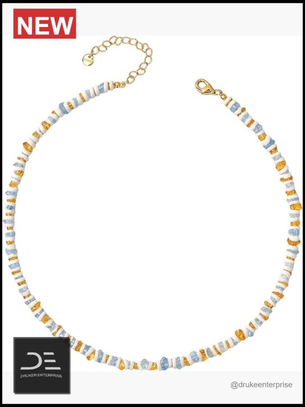 Handcrafted Colorful Glass Beaded Necklace with Natural Shell Beads, Adjustable